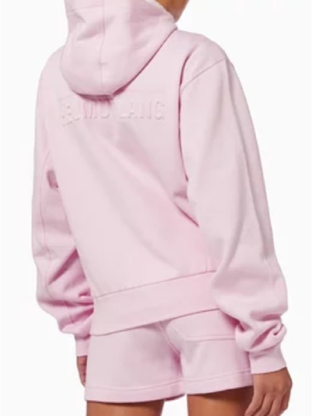 Helmut Lang Light Pink Embossed-Logo Hoodie